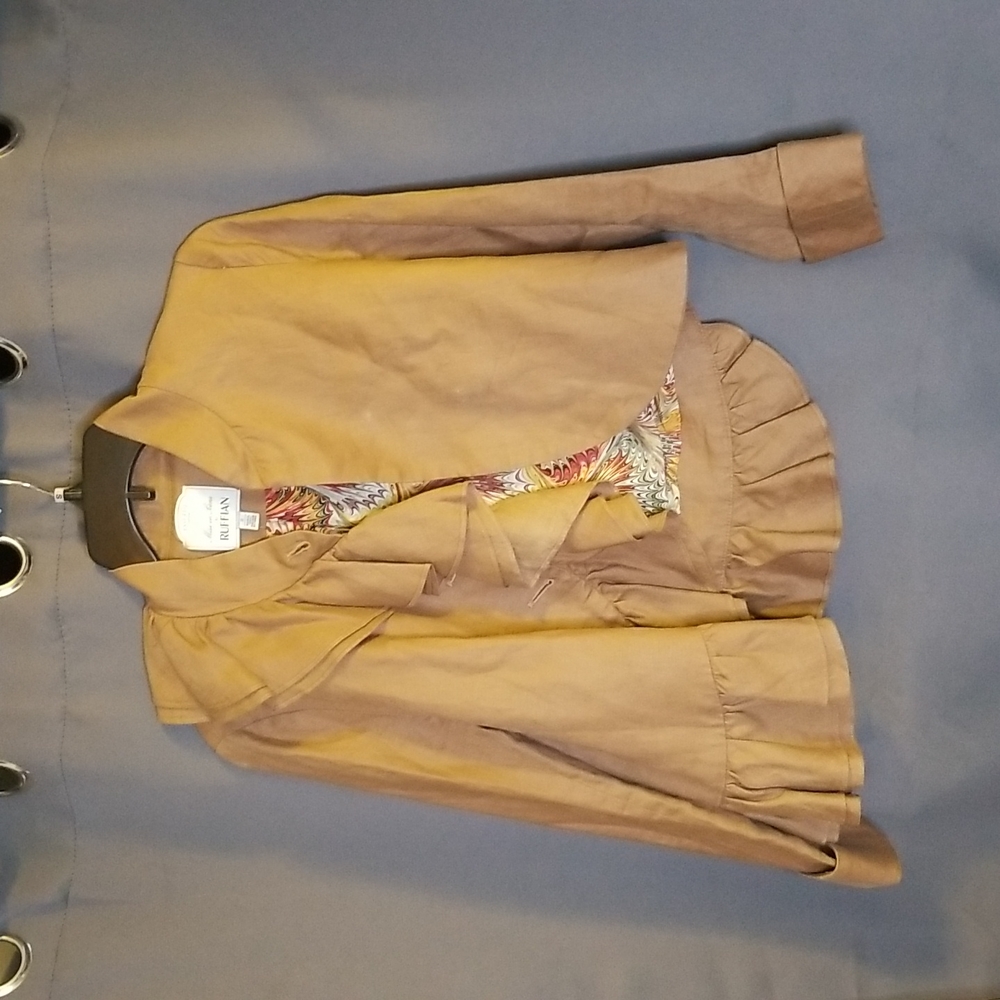 Anthropologie Mise En Scene By Ruffian WellWisher Asymmetrical Ruffle Blazer sz2